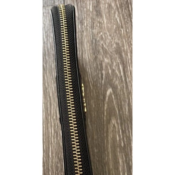Coach Long Zip Around Wallet In Signature Canvas Brown Black Gold Tone Hardware - Picture 13 of 16